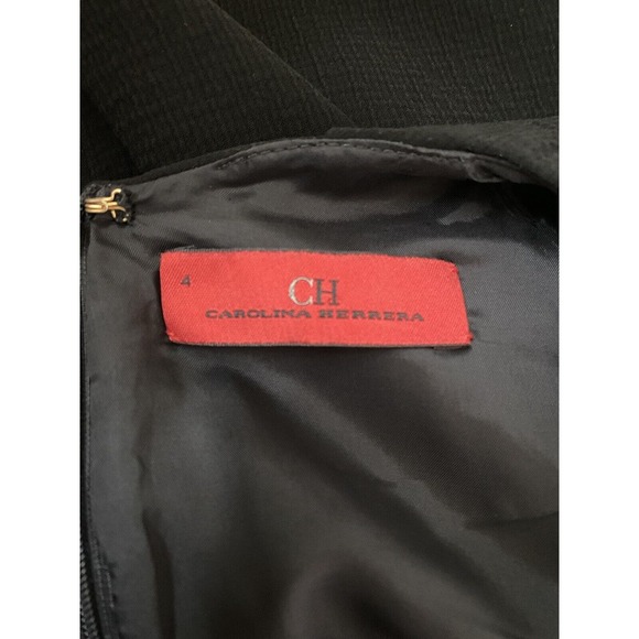 Carolina Herrera Little Black Dress Sheath Sleeveless Crew Neck Pleat Zi… - Picture 9 of 9